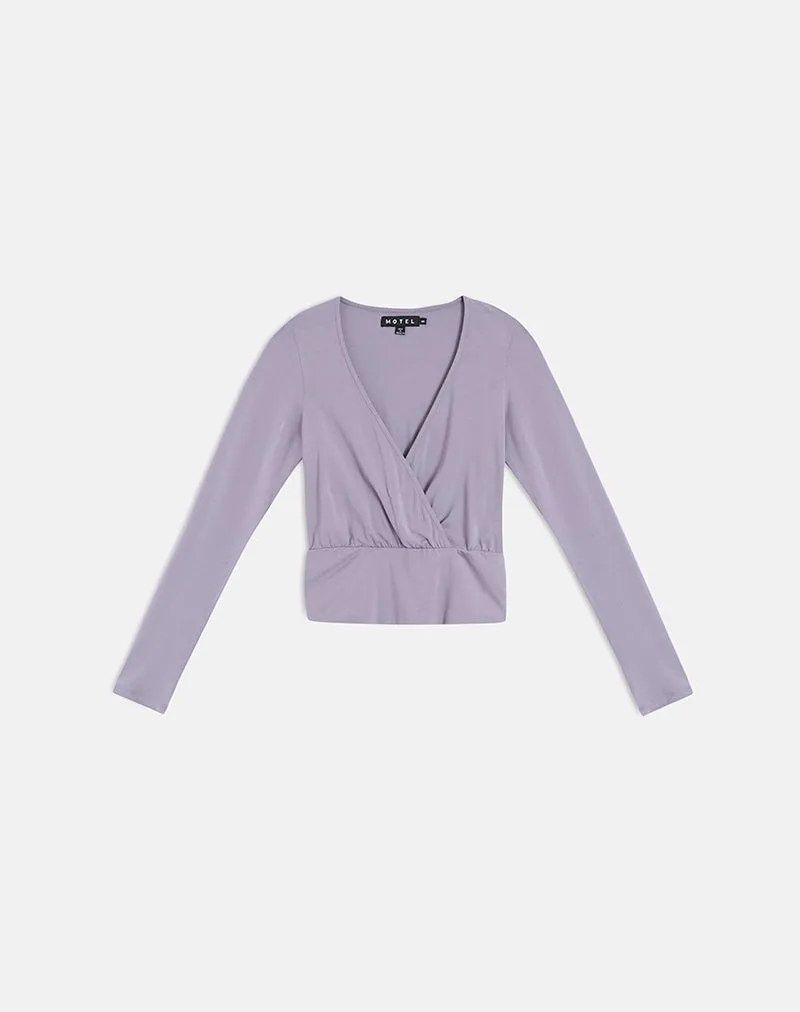 Sheon Long Sleeve Top In Rayon Jersey Grey Lavender sold by Motel Rocks product image thumbnail 3