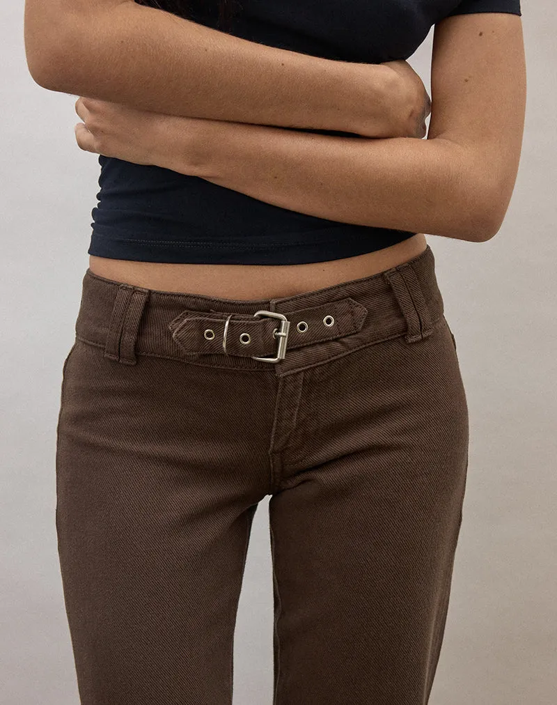 Buckle Flare Trouser in Dark Brown sold by Motel Rocks product image thumbnail 4