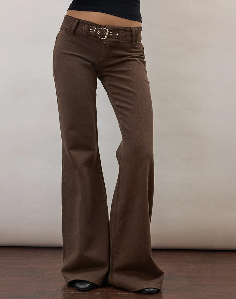 Buckle Flare Trouser in Dark Brown sold by Motel Rocks product image thumbnail 2