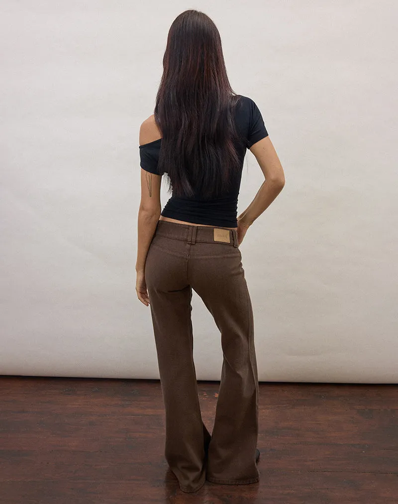 Buckle Flare Trouser in Dark Brown sold by Motel Rocks product image thumbnail 5