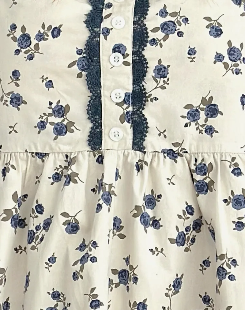 Gal Mini Dress in Ditsy Leaf Rose Navy sold by Motel Rocks product image thumbnail 5