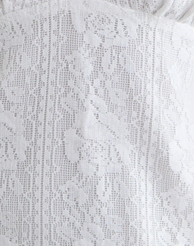 Yenna Plunge Mini Dress in Floral Lace White sold by Motel Rocks product image thumbnail 5