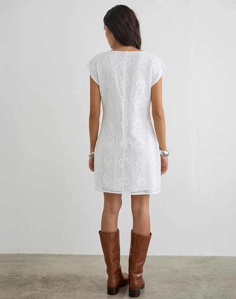 Yenna Plunge Mini Dress in Floral Lace White sold by Motel Rocks product image thumbnail 4
