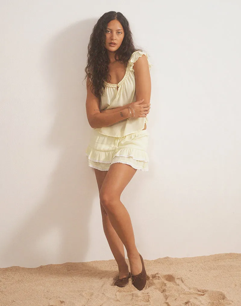 Yasu Ruffle Hem Mini Skirt in Crinkle Butter Yellow sold by Motel Rocks product image thumbnail 3