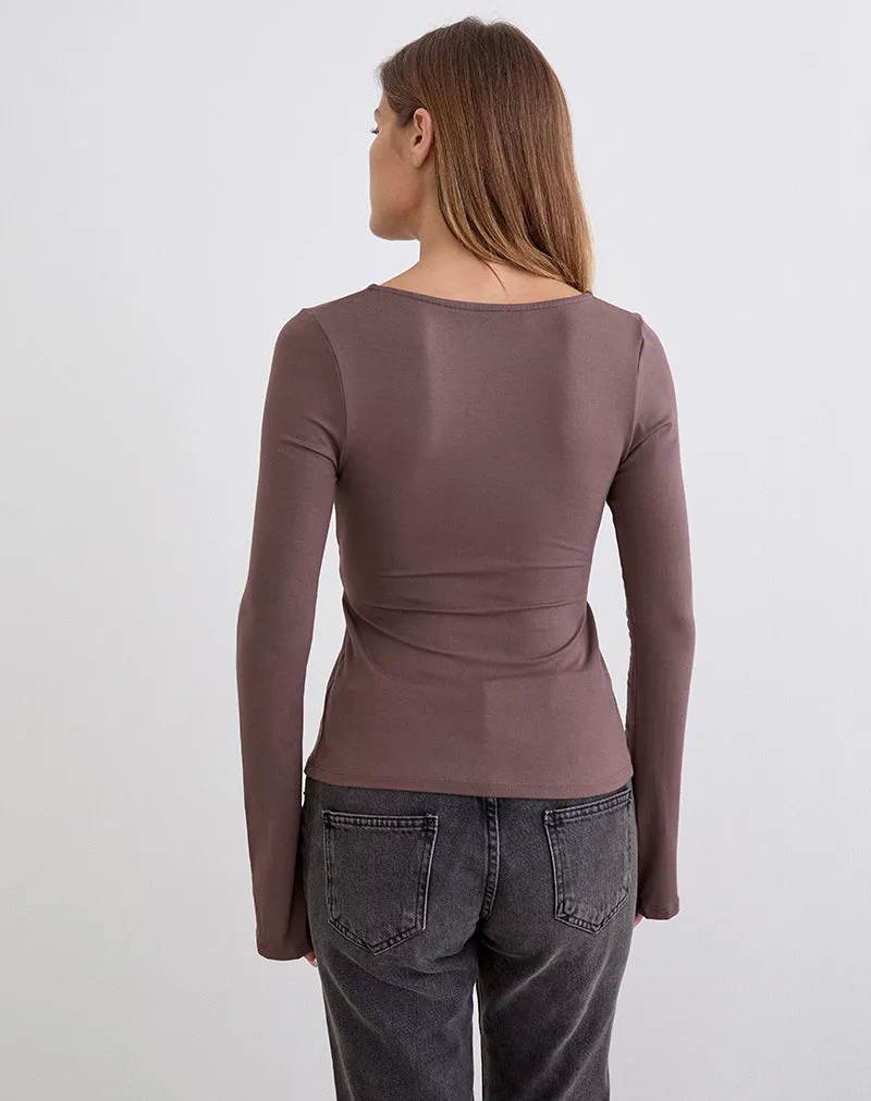 Lamae Wrap Top in Deep Taupe sold by Motel Rocks product image thumbnail 5
