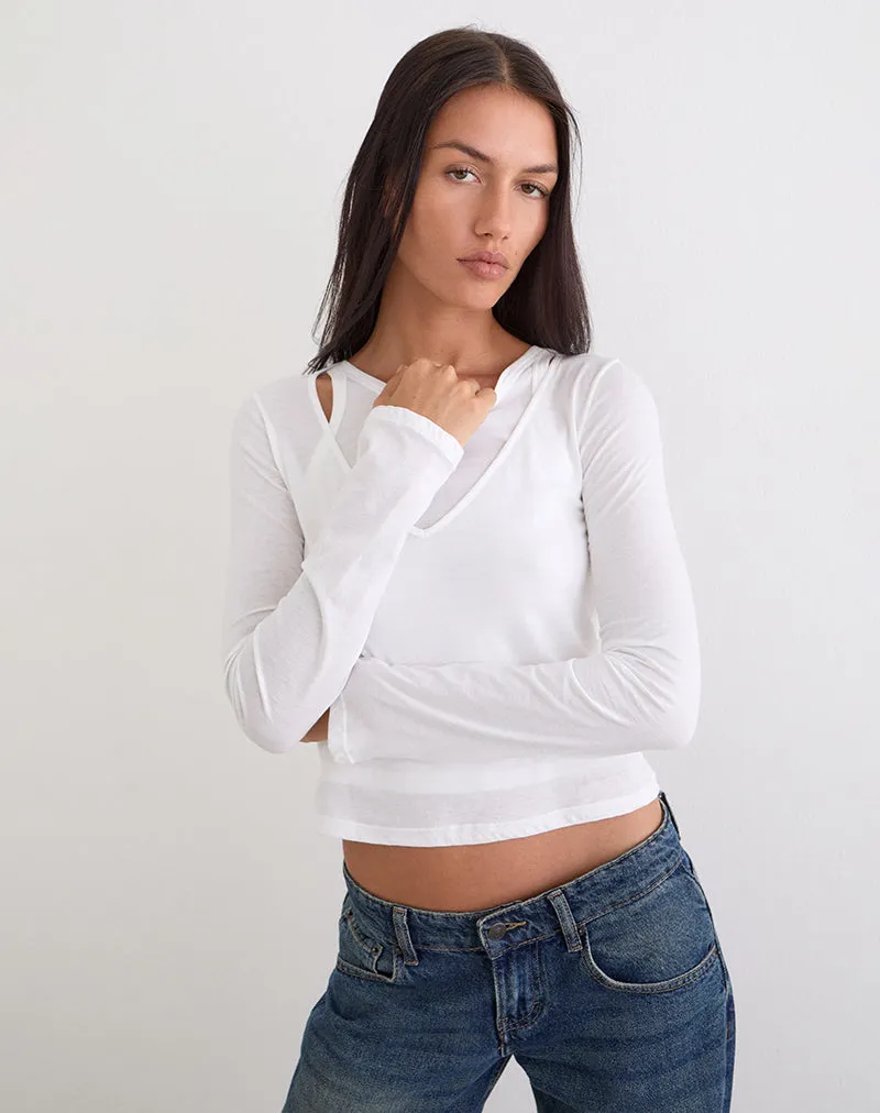 Cak Long Sleeve Top in Tissue Jersey White sold by Motel Rocks product image thumbnail 2