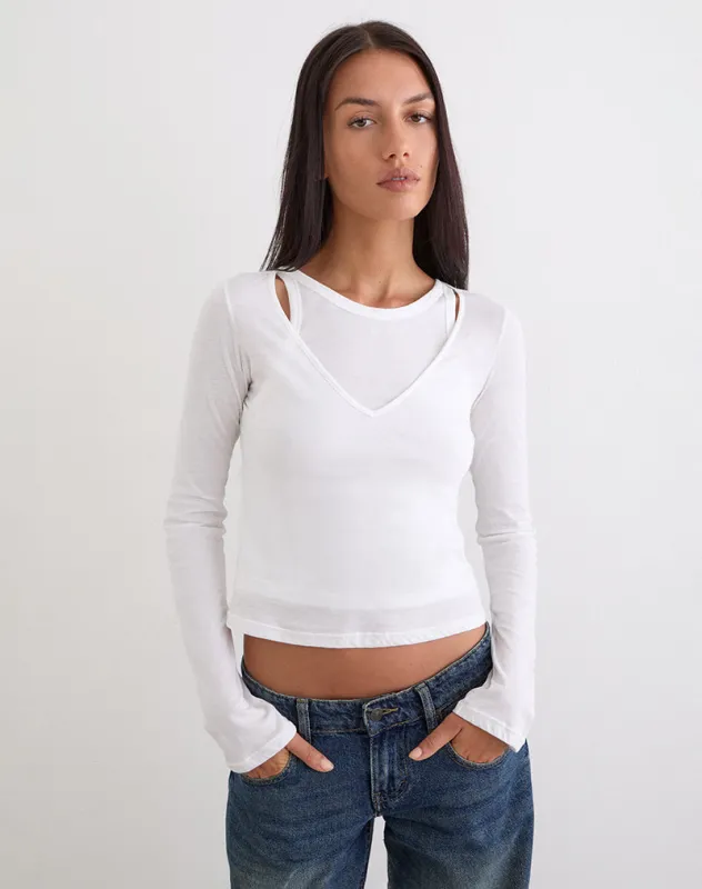 Cak Long Sleeve Top in Tissue Jersey White made by Motel Rocks