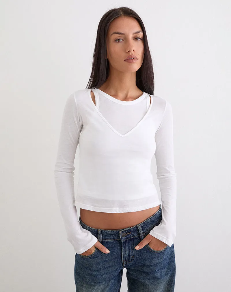 Cak Long Sleeve Top in Tissue Jersey White sold by Motel Rocks