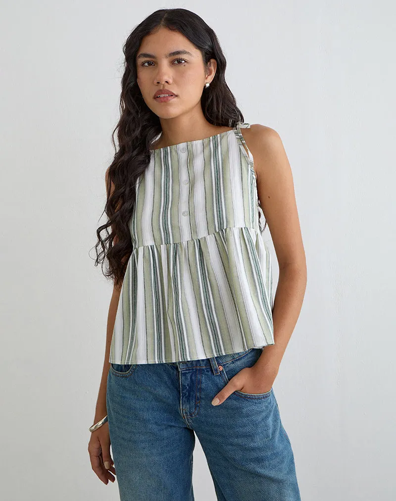 Myles Top in Sage Stripe sold by Motel Rocks product image thumbnail 4