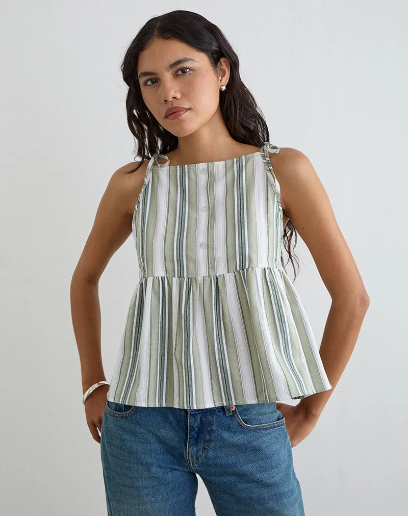 Myles Top in Sage Stripe sold by Motel Rocks