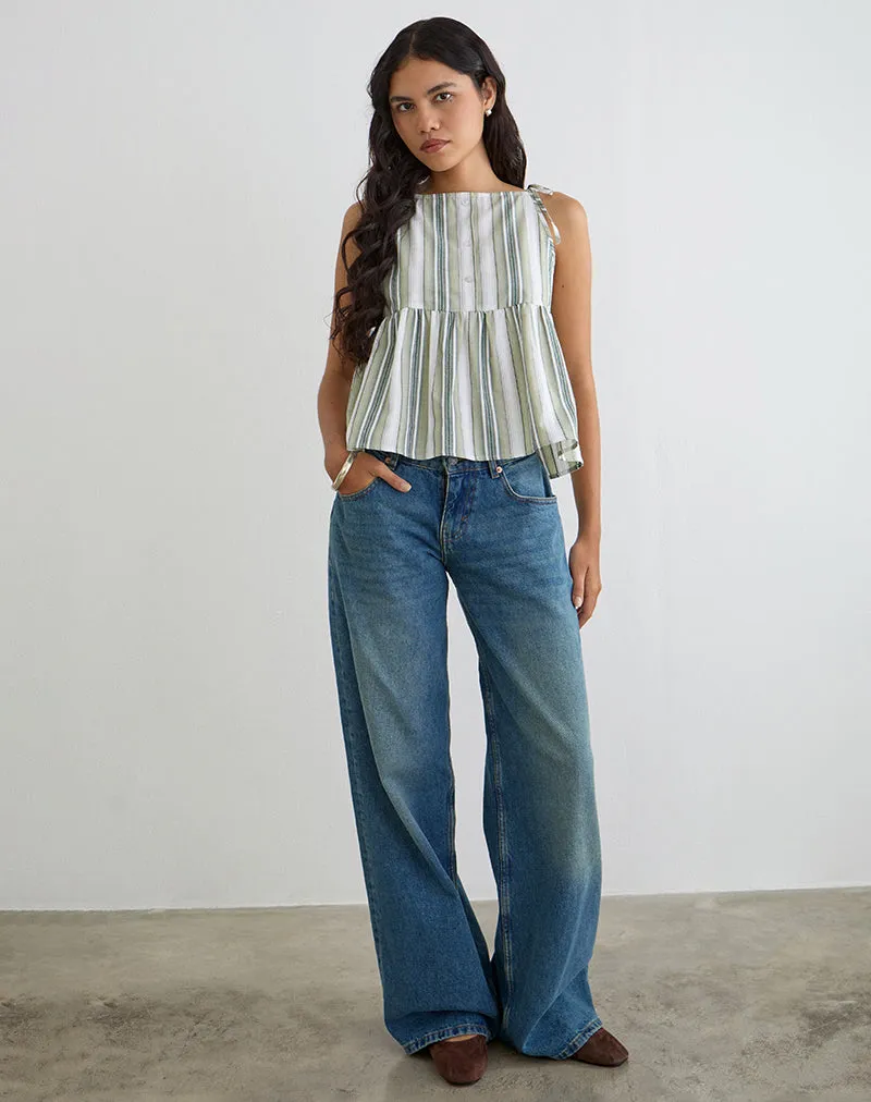 Myles Top in Sage Stripe sold by Motel Rocks product image thumbnail 2