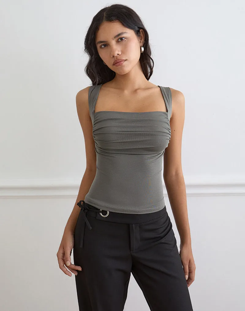 Adila Cami Top in Ribbed Lyocell Warm Grey sold by Motel Rocks product image thumbnail 5