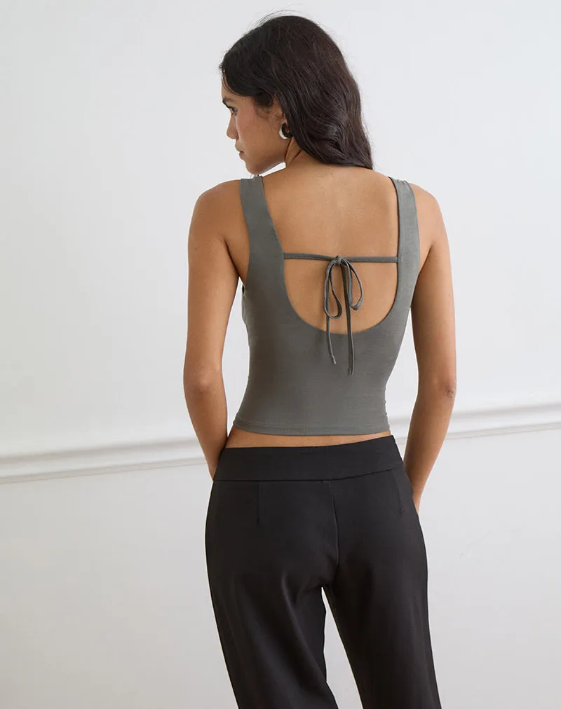 Adila Cami Top in Ribbed Lyocell Warm Grey sold by Motel Rocks product image thumbnail 4