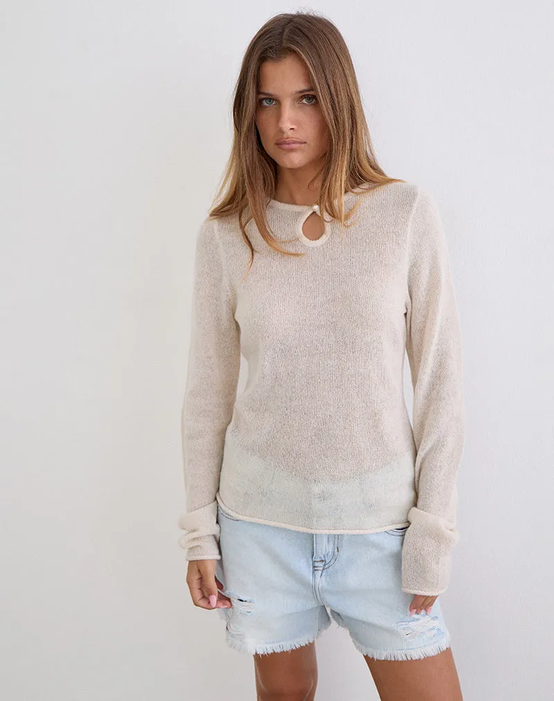 Jenya Long Sleeve Top in Knit Ecru sold by Motel Rocks product image thumbnail 4