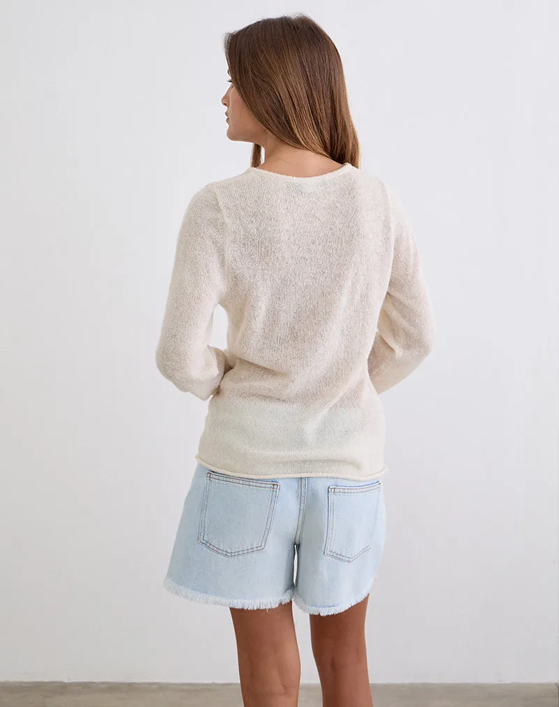 Jenya Long Sleeve Top in Knit Ecru sold by Motel Rocks product image thumbnail 3