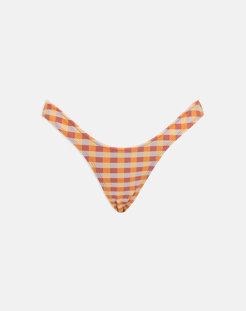 Farida Bikini Bottom with Picot Trim in Urban Check Orange and Yellow sold by Motel Rocks product image thumbnail 4