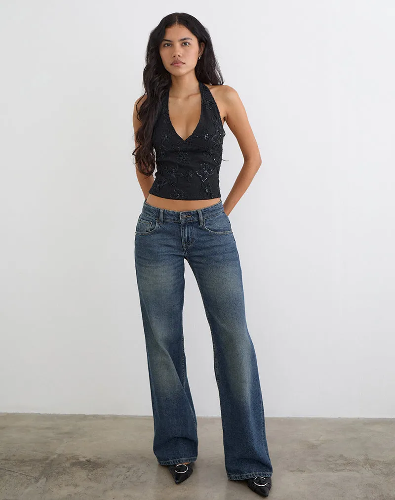 Cosio Halter Top in Sequin Knit Black sold by Motel Rocks product image thumbnail 4