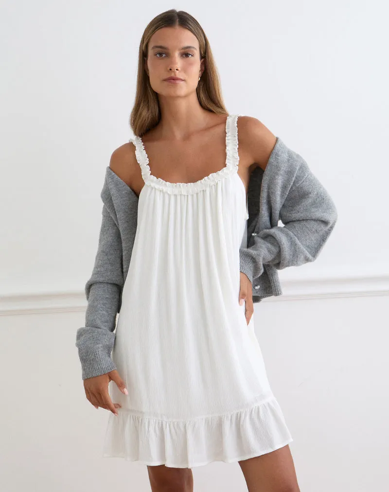 Elowen Frill Mini Dress in Crinkle Off White sold by Motel Rocks product image thumbnail 4