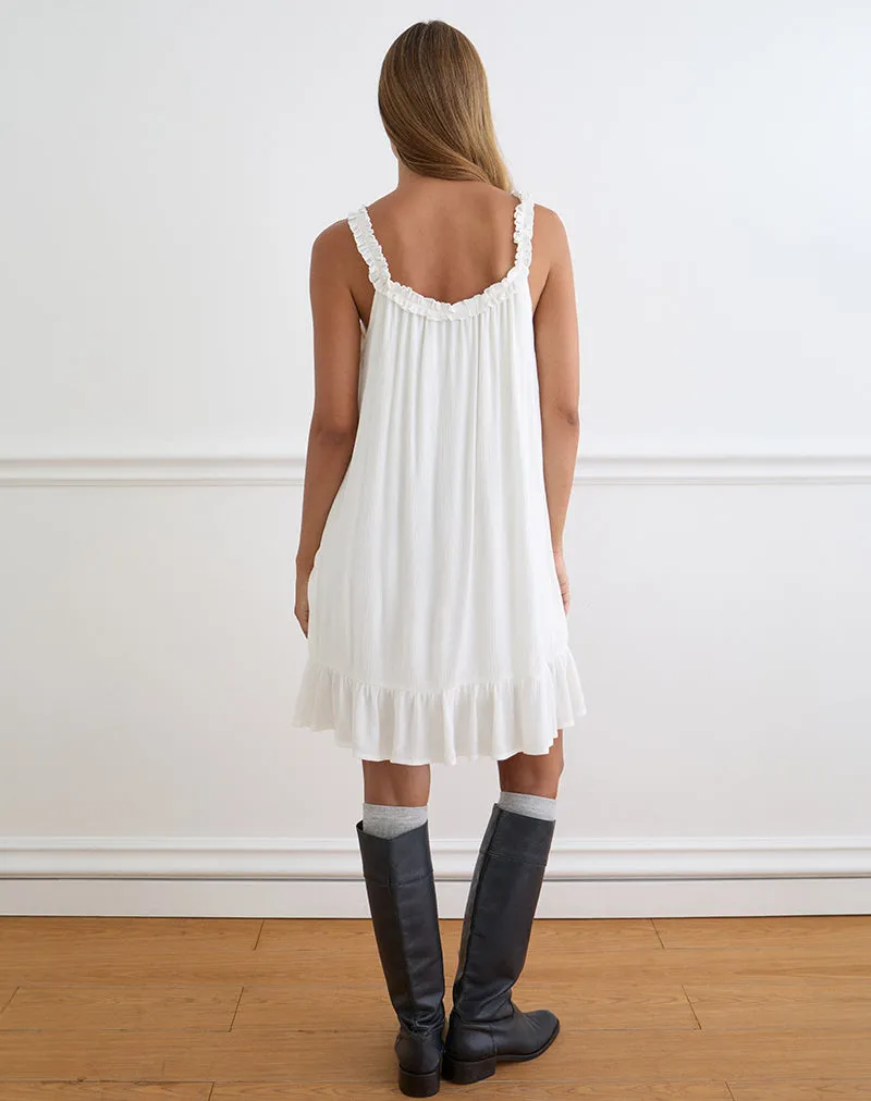 Elowen Frill Mini Dress in Crinkle Off White sold by Motel Rocks product image thumbnail 5
