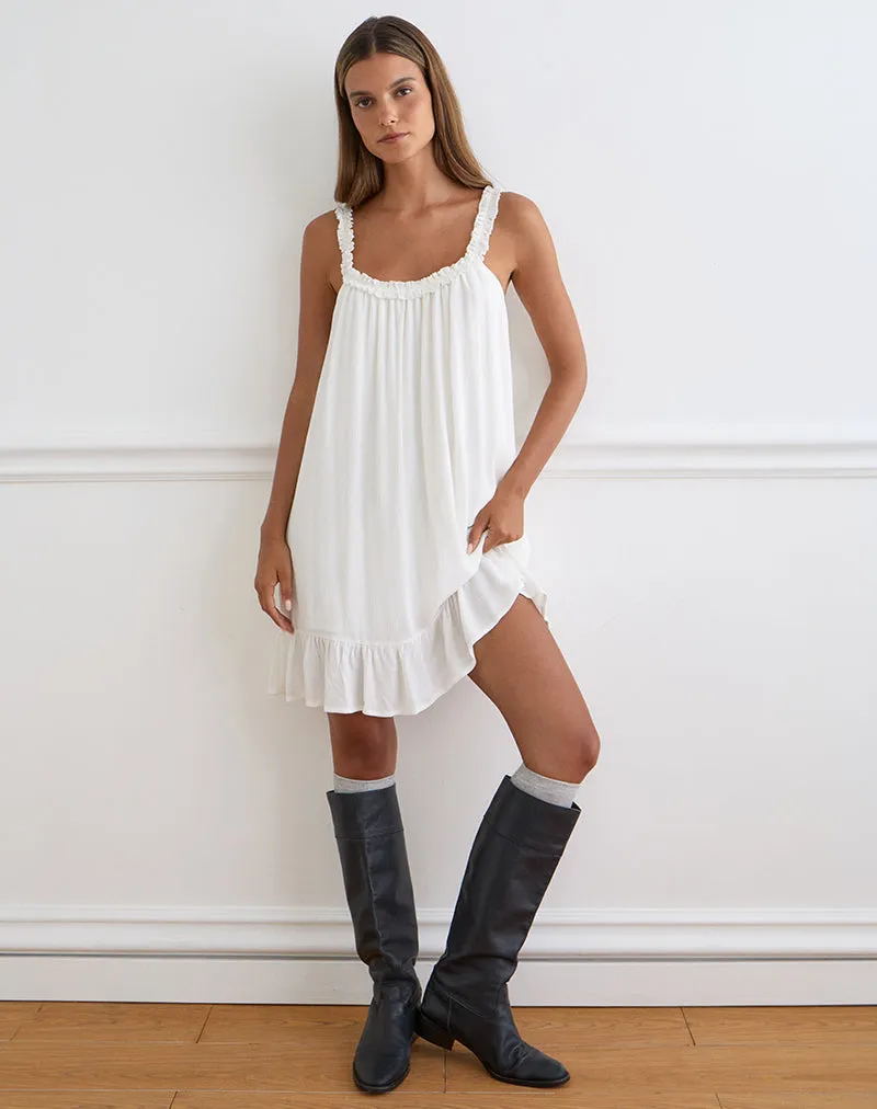 Elowen Frill Mini Dress in Crinkle Off White sold by Motel Rocks product image thumbnail 2