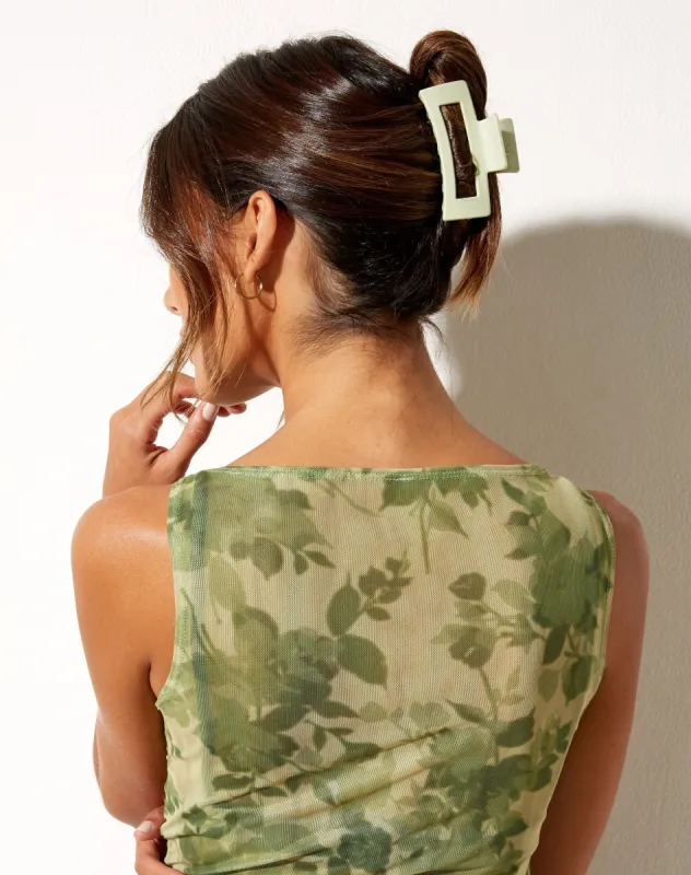 Piyana Hair Claw in Green Matte sold by Motel Rocks