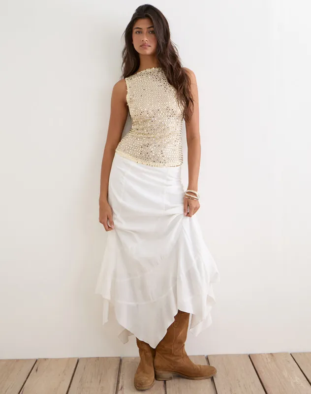 Dudley Vest Top in Sequin Knit Cream made by Motel Rocks