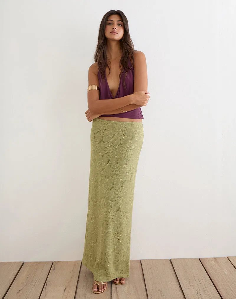 Aloria Maxi Skirt in Sequin Knit Green sold by Motel Rocks product image thumbnail 5