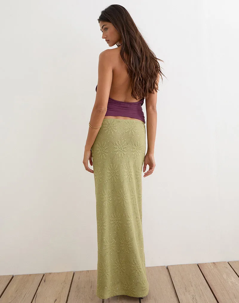 Aloria Maxi Skirt in Sequin Knit Green sold by Motel Rocks product image thumbnail 4