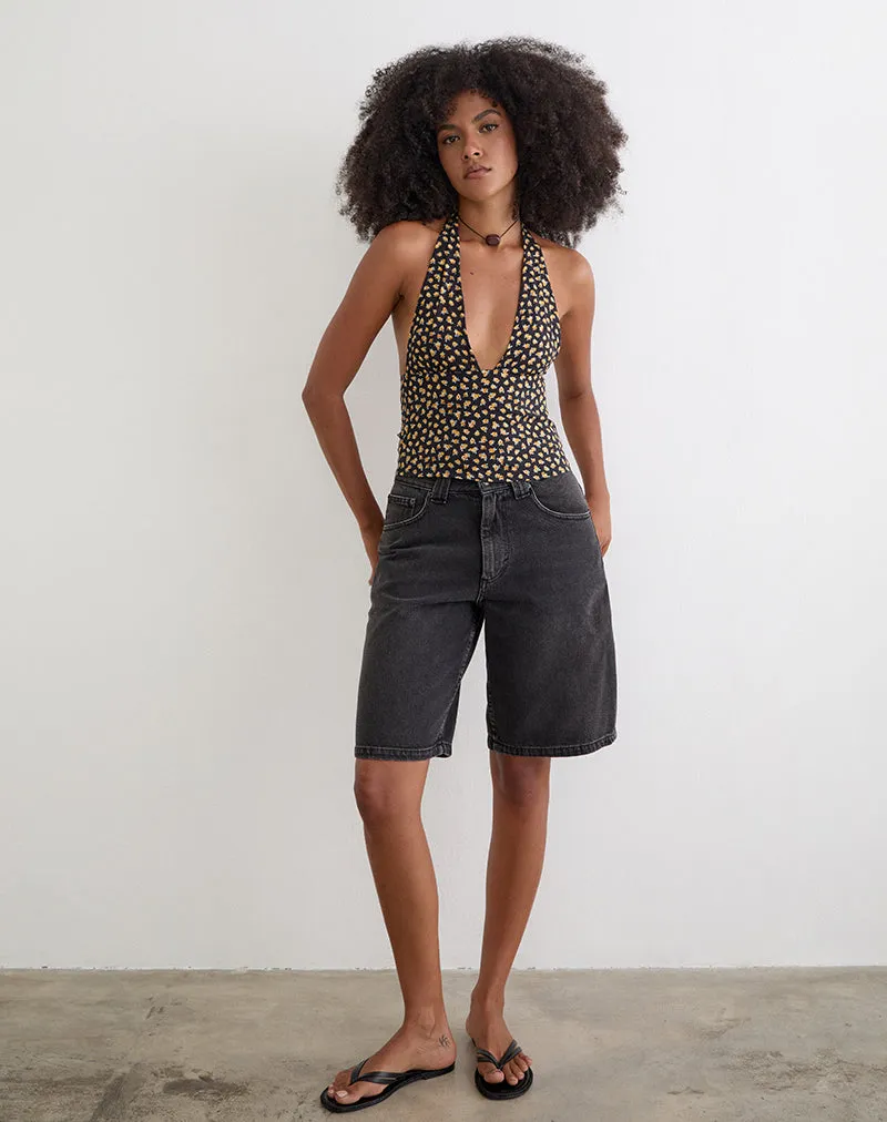 Marsina Halterneck Top in Ditsy Floral Bronze sold by Motel Rocks product image thumbnail 2
