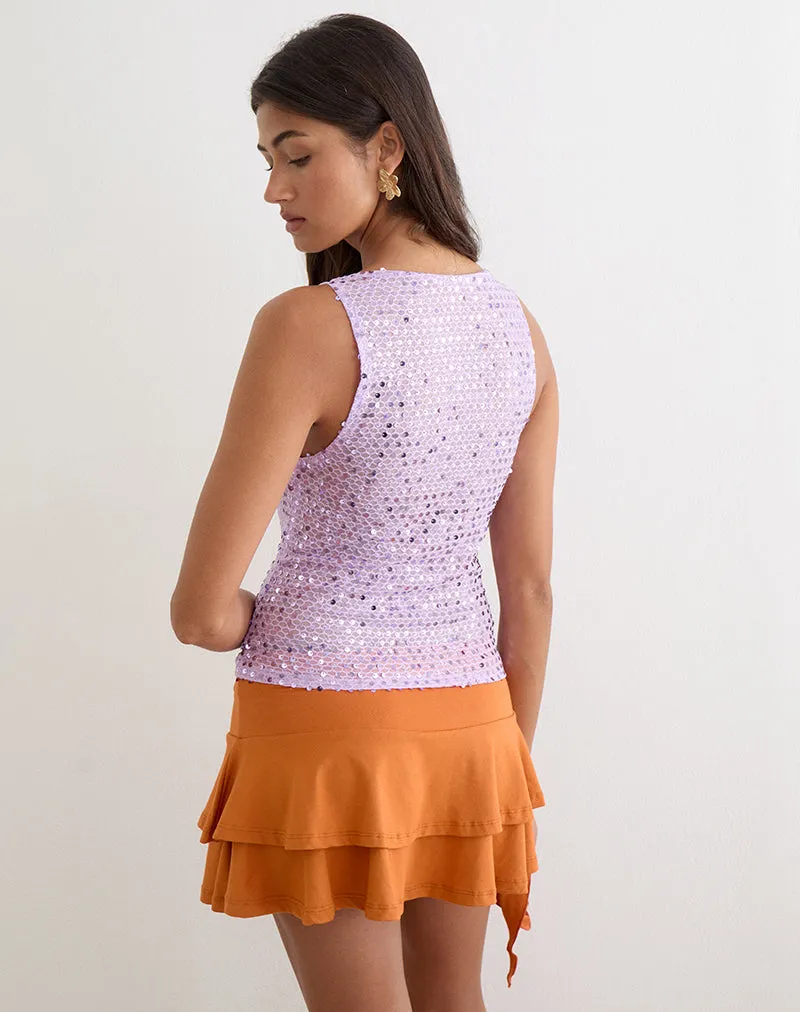 Dudley Vest Top in Sequin Knit Lilac sold by Motel Rocks product image thumbnail 5