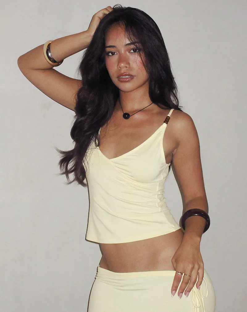 Fara Top with Beads in Jersey Lemon sold by Motel Rocks