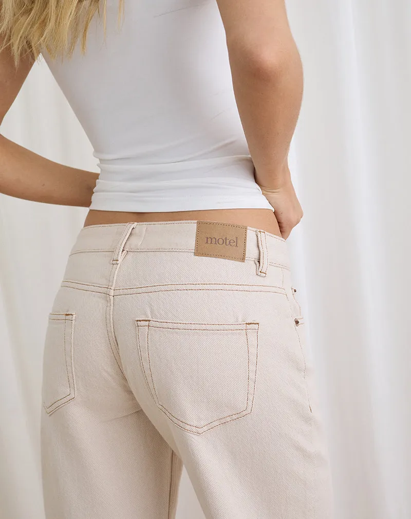 Low Rise Slouchy Flare Jeans in Twill Off White sold by Motel Rocks product image thumbnail 4