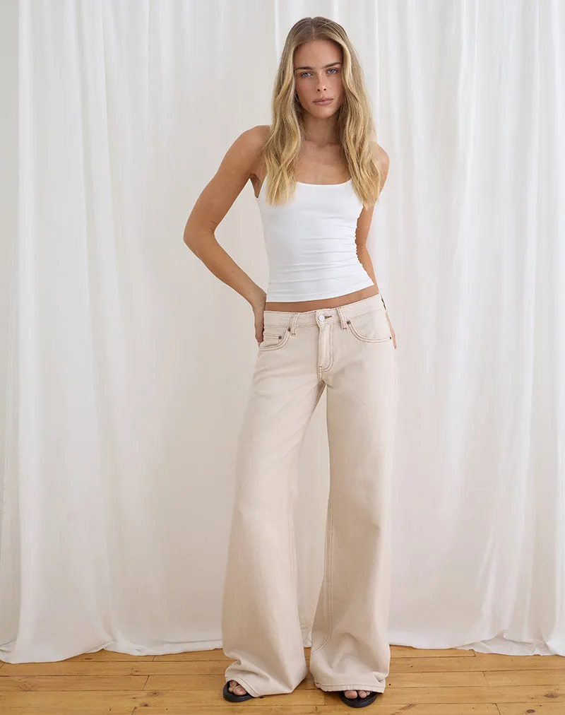 Low Rise Slouchy Flare Jeans in Twill Off White sold by Motel Rocks product image thumbnail 3
