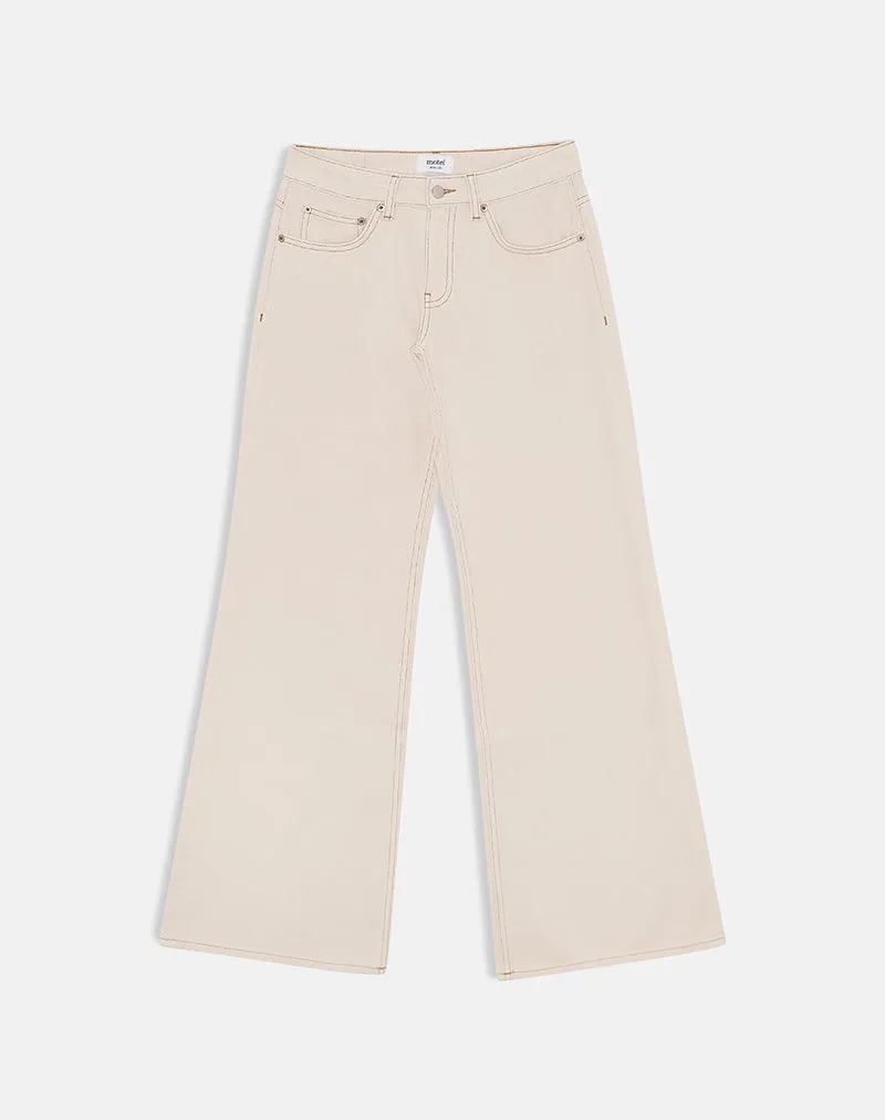 Low Rise Slouchy Flare Jeans in Twill Off White sold by Motel Rocks product image thumbnail 5