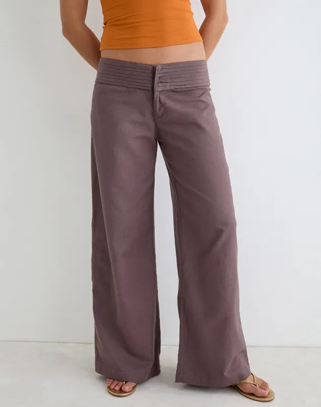 Sadasi Trouser in Linen Deep Taupe made by Motel Rocks