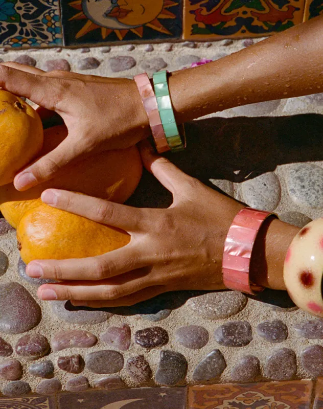 Pink Resin and Brass Bracelet made by Motel Rocks