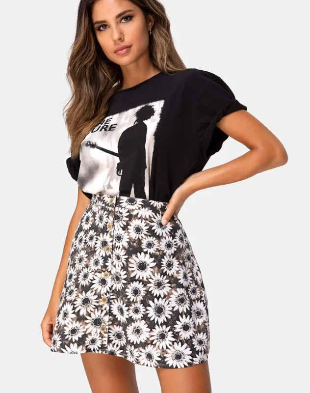 Andrea Mini Skirt in Dyed Daisy sold by Motel Rocks