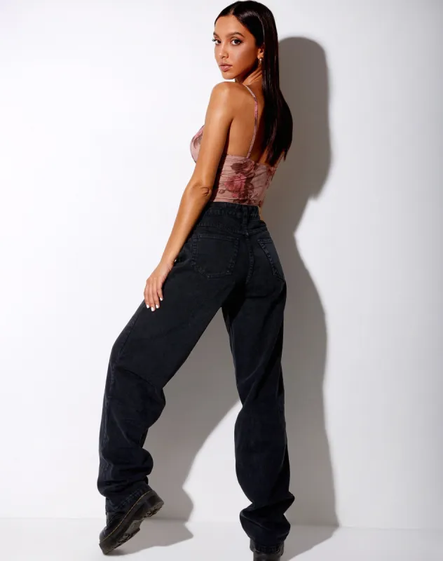 Yenika Crop Top in Mesh Peach Bloom sold by Motel Rocks