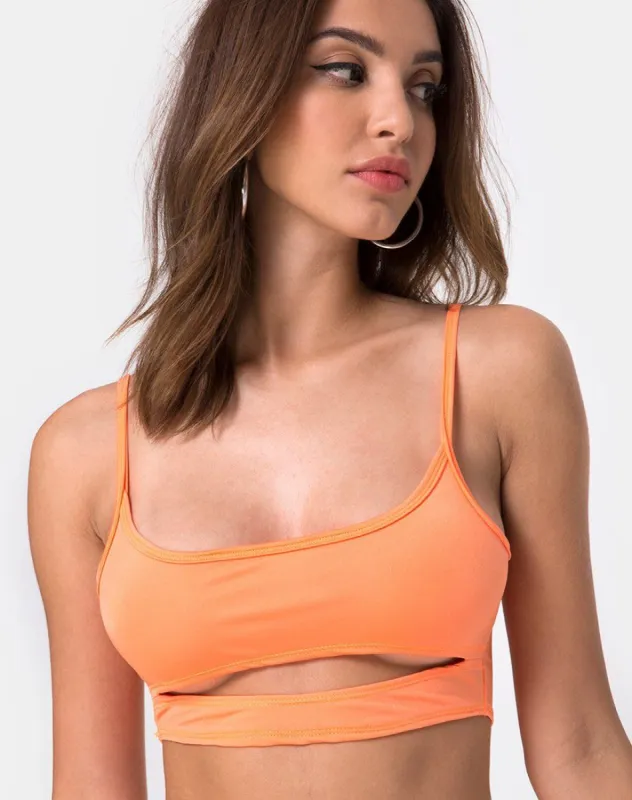 Misho Crop Top in Fluro Orange sold by Motel Rocks