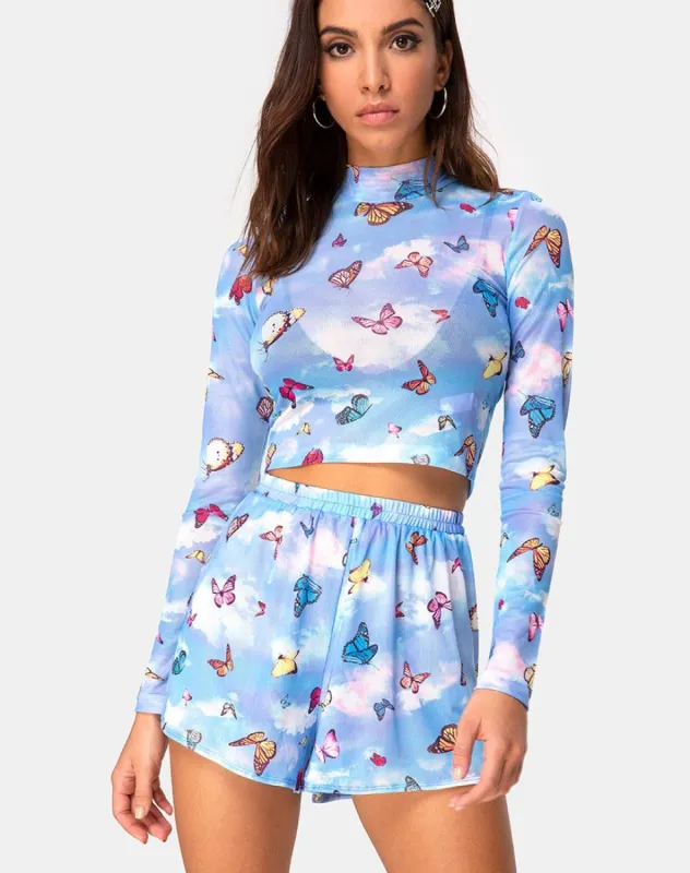 Boris Short in Mesh Blue Butterfly sold by Motel Rocks
