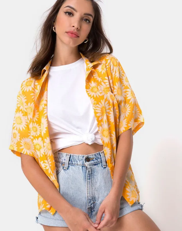 Hawaiian Shirt in Sunkissed Yellow Floral sold by Motel Rocks