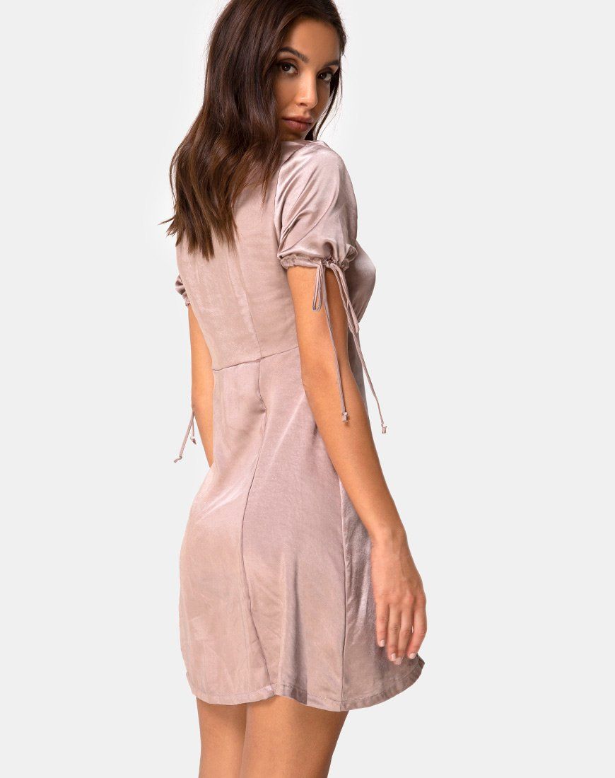 Guenette Dress in Satin Taupe sold by Motel Rocks product image thumbnail 2