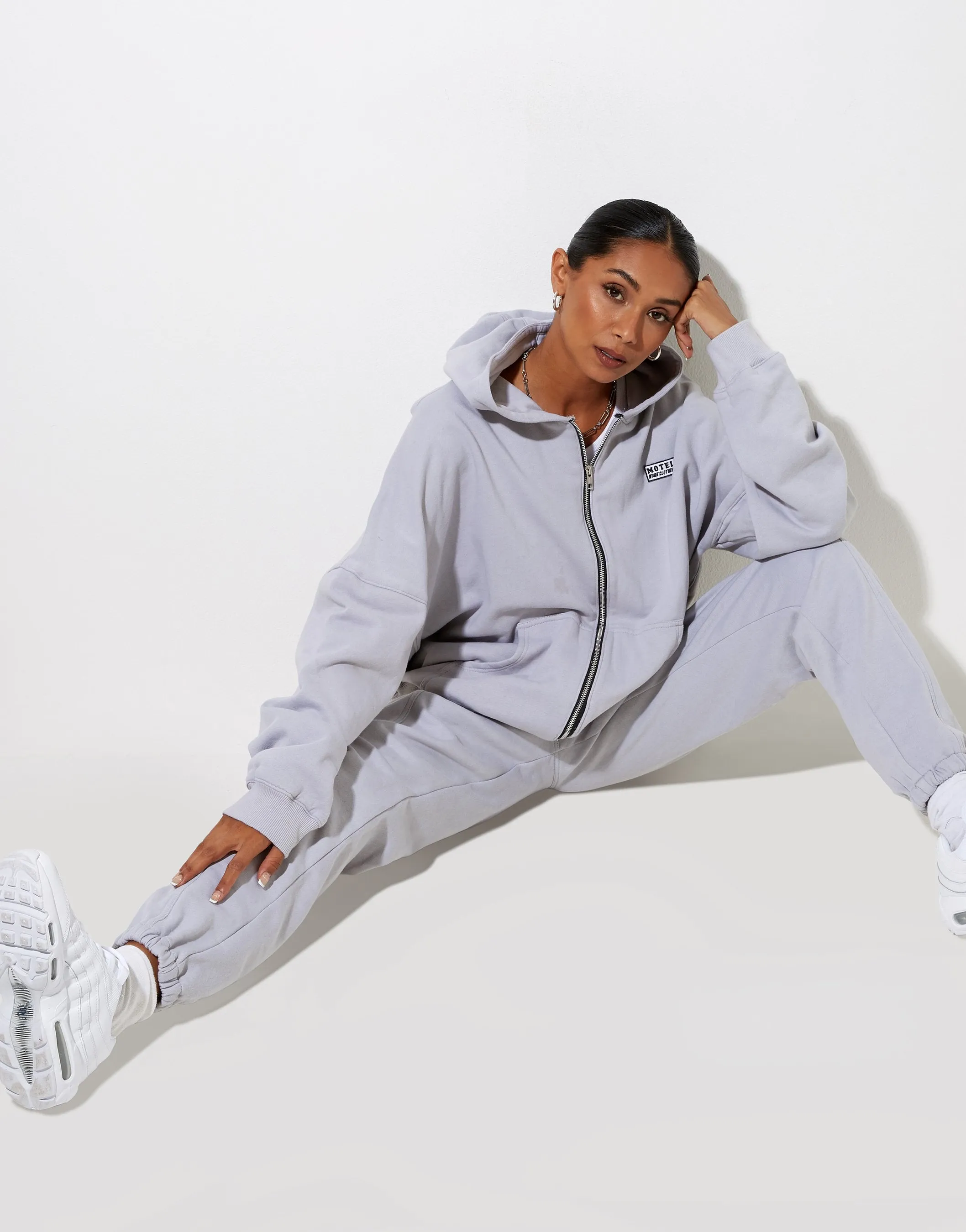 Hollack Hoodie in Lunar Rock with Motel Work Clothing Label Embro sold by Motel Rocks product image thumbnail 4