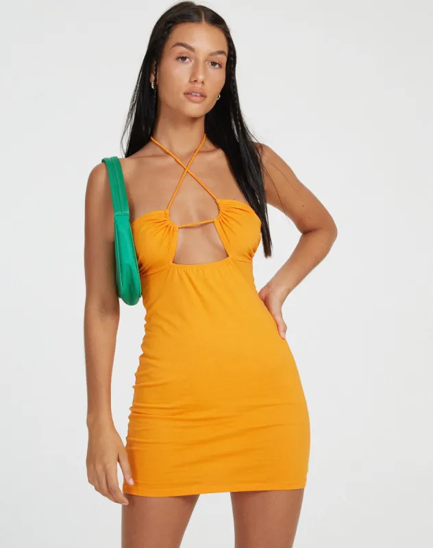 Anja Mini Dress in Flame Orange sold by Motel Rocks