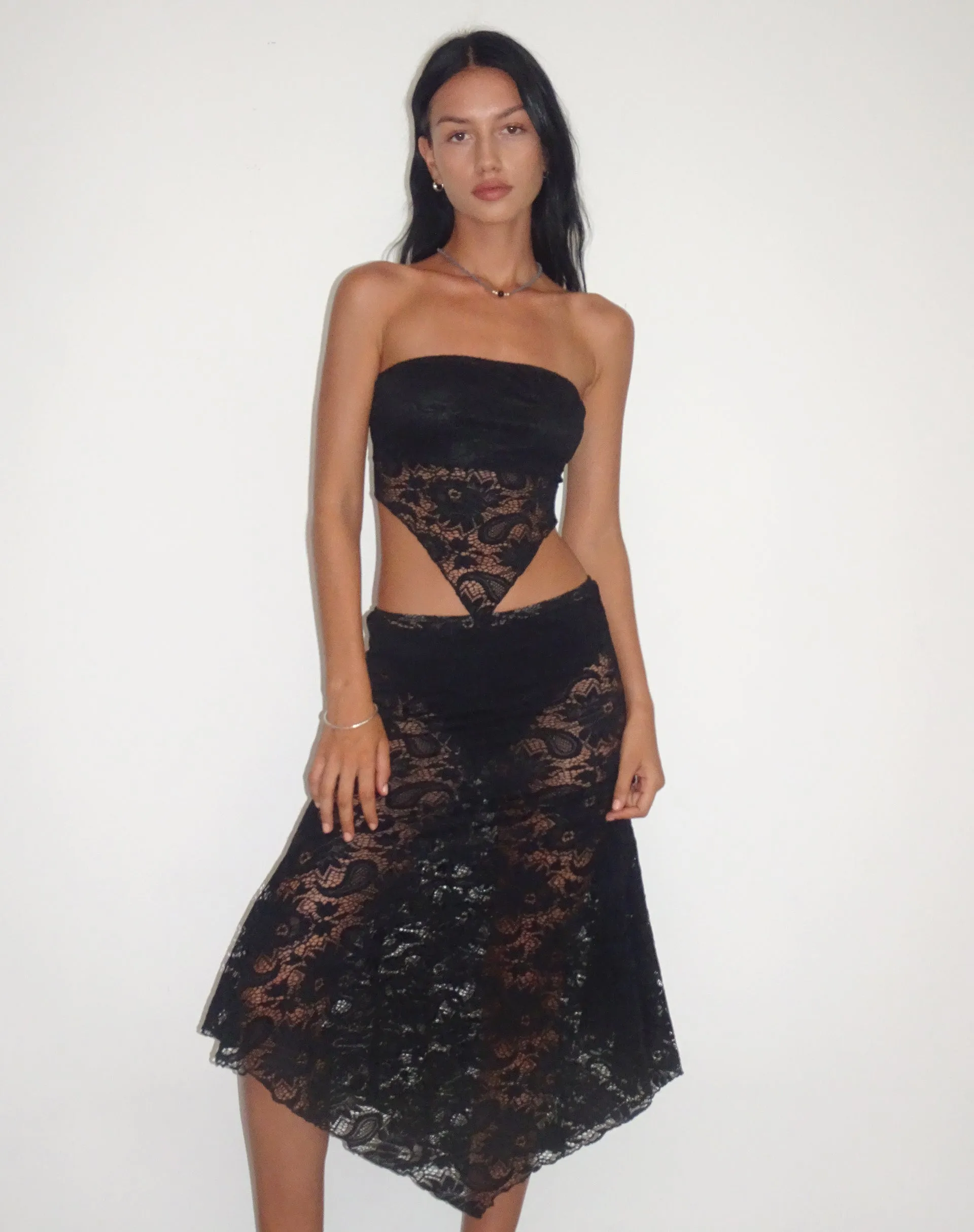 Nirva Bandana Top in Jet Black Lace sold by Motel Rocks product image thumbnail 3