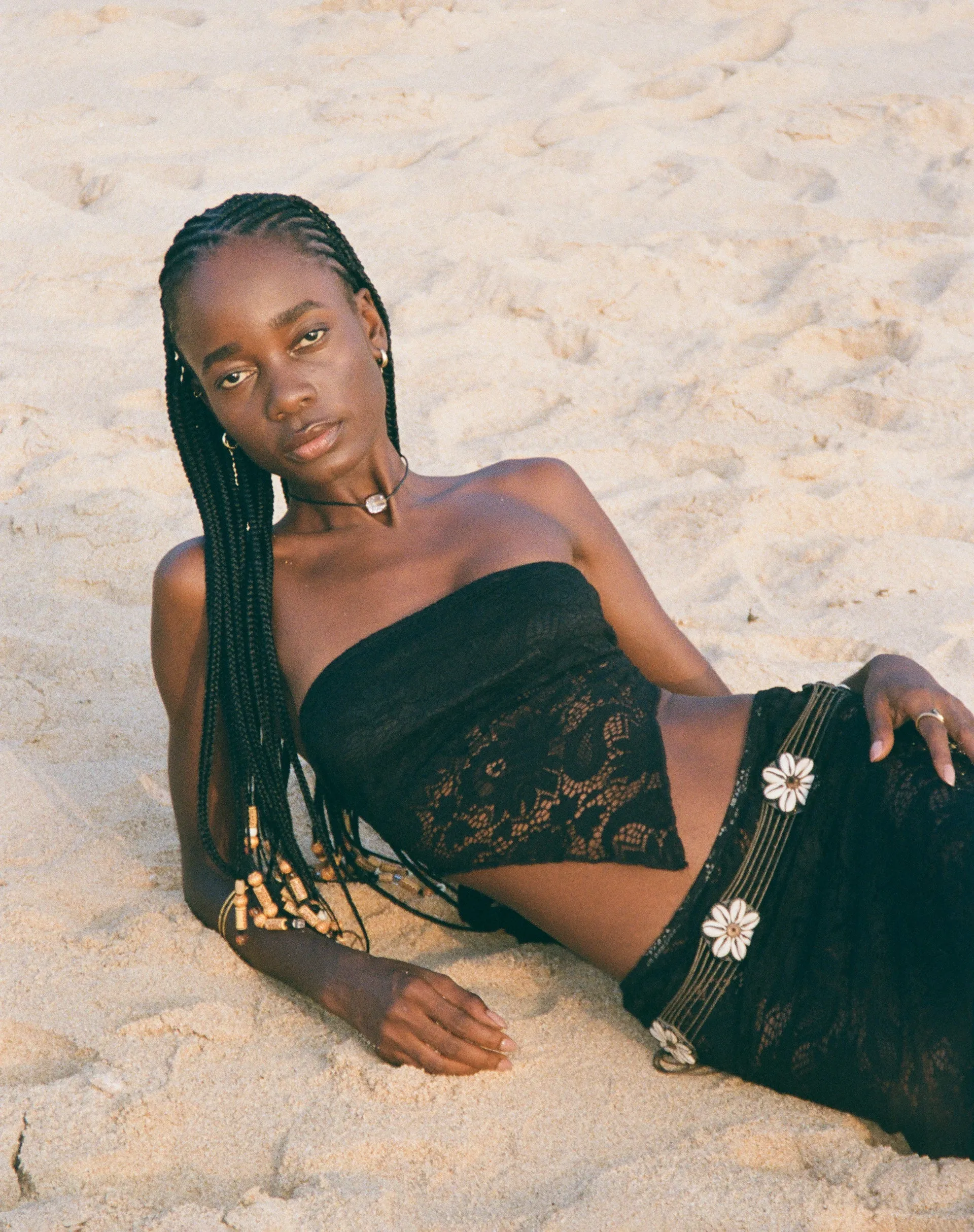 Nirva Bandana Top in Jet Black Lace sold by Motel Rocks product image thumbnail 2