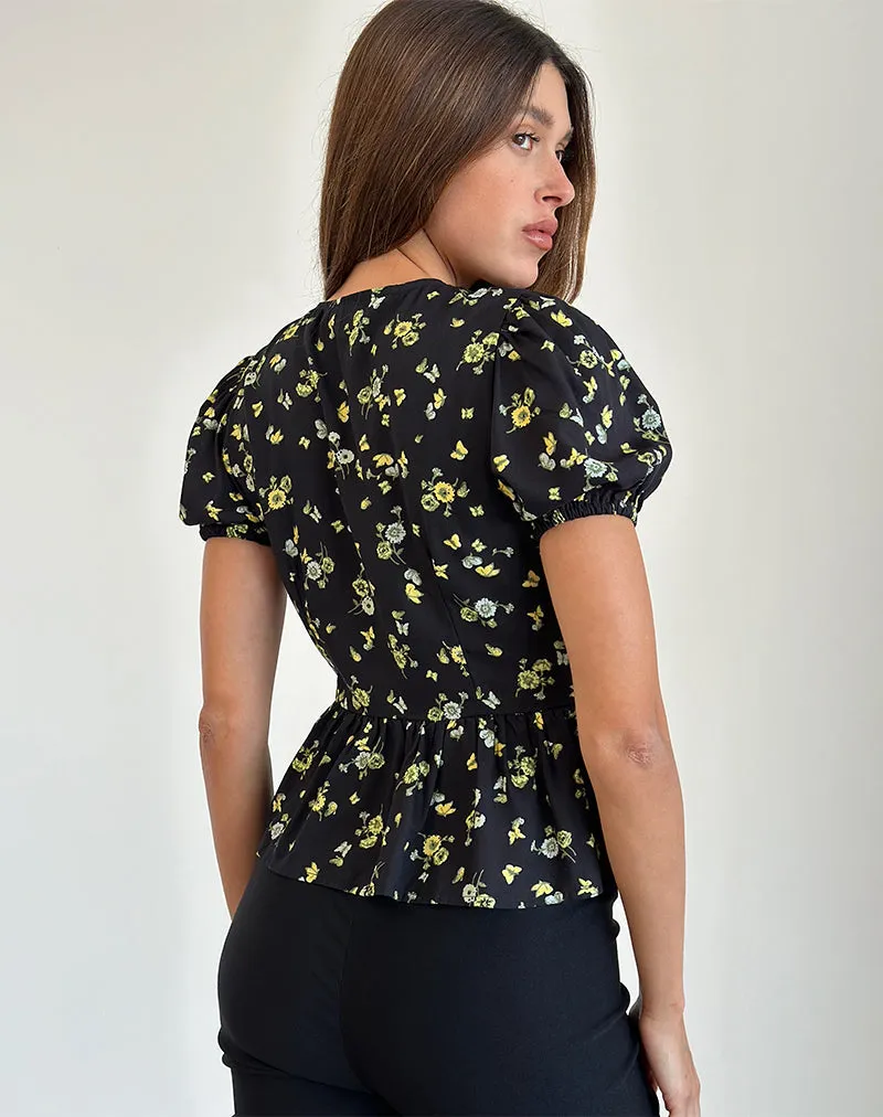 Ajasi Blouse in Lemon and Lime Black sold by Motel Rocks product image thumbnail 4