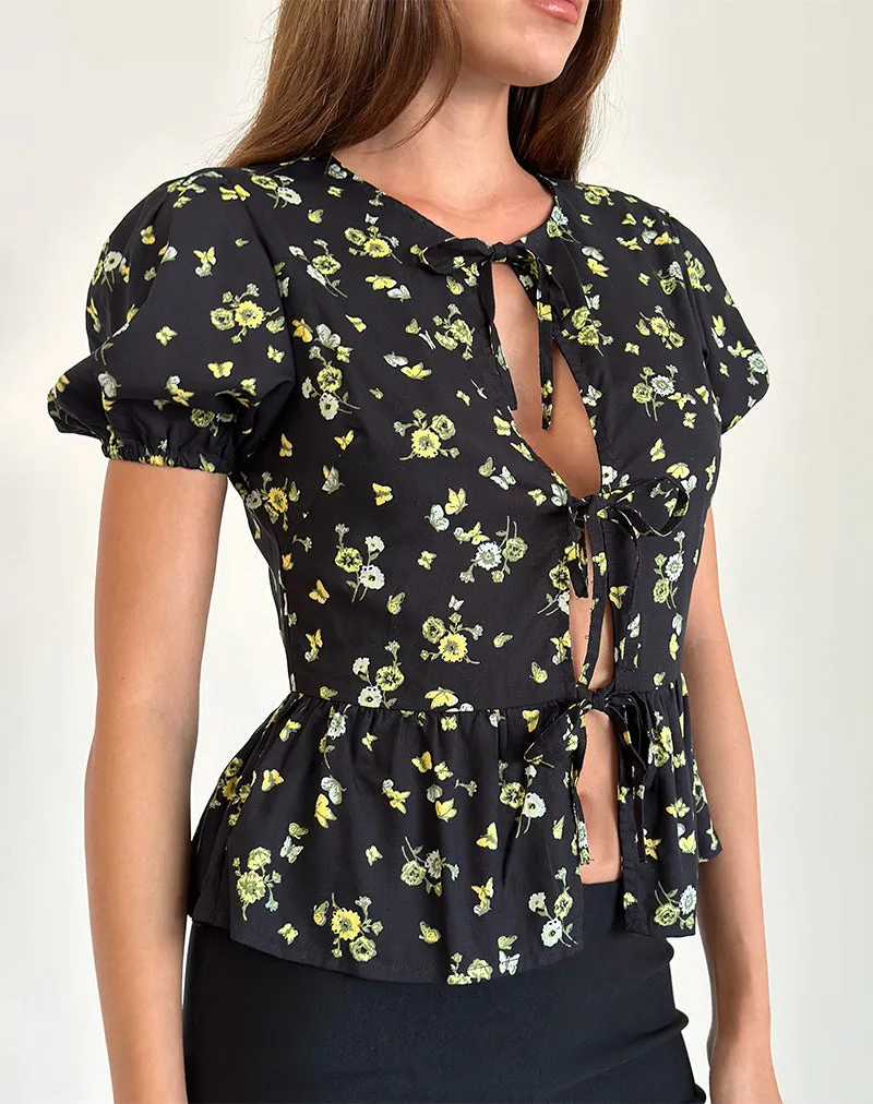 Ajasi Blouse in Lemon and Lime Black sold by Motel Rocks product image thumbnail 3