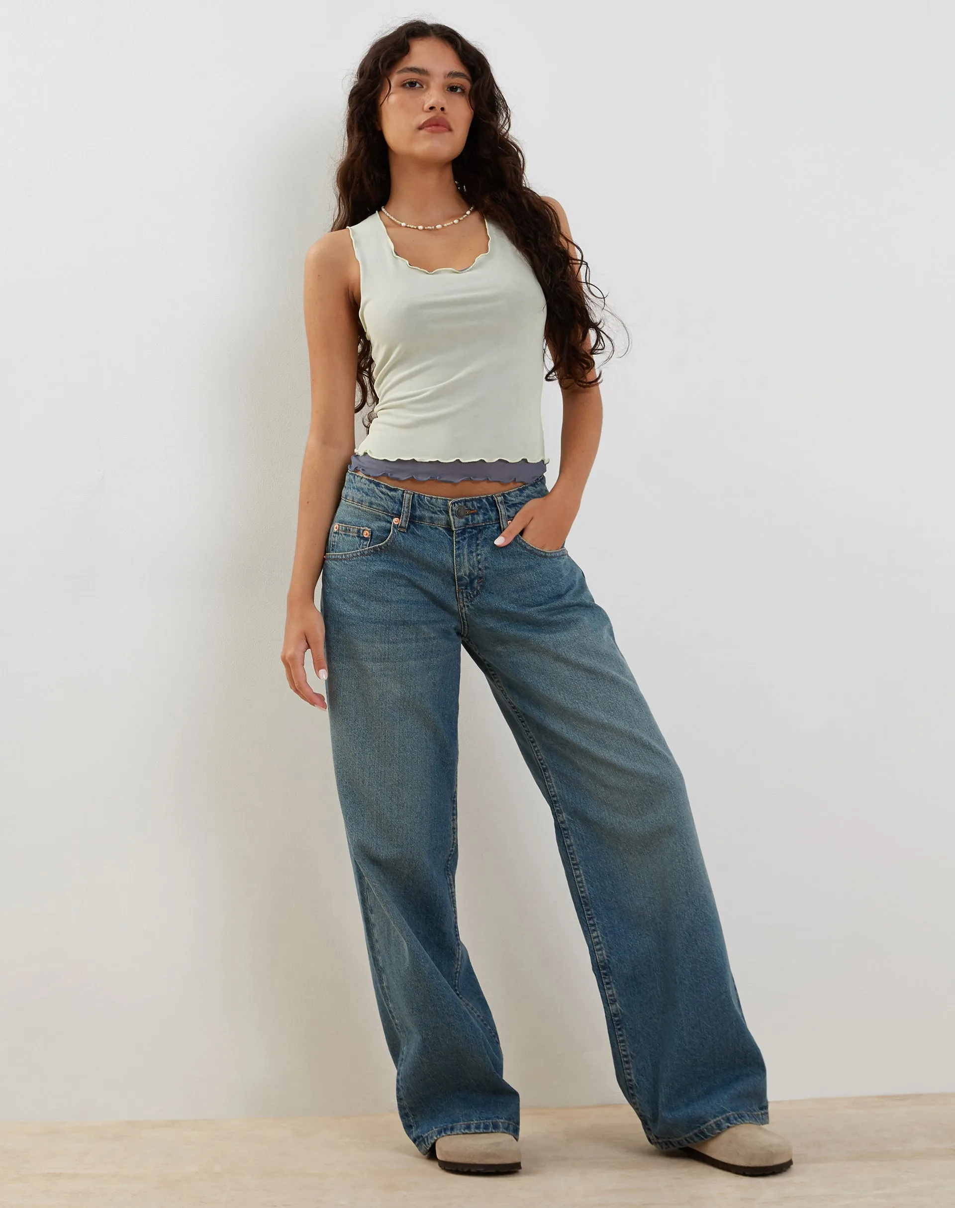 Zeta Vest Top in Yellow with Navy Lining sold by Motel Rocks product image thumbnail 4