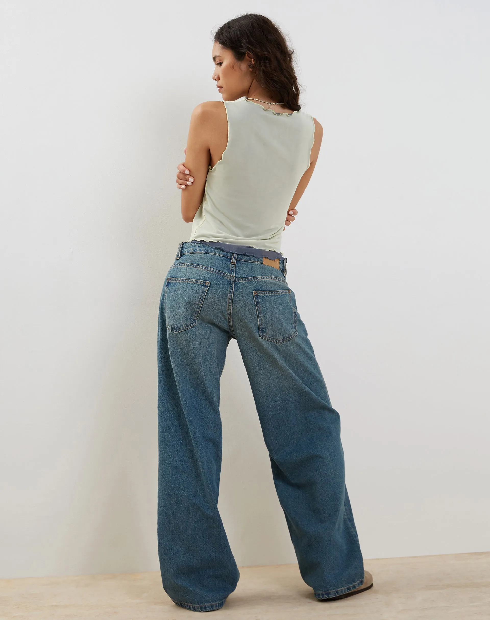 Zeta Vest Top in Yellow with Navy Lining sold by Motel Rocks product image thumbnail 5